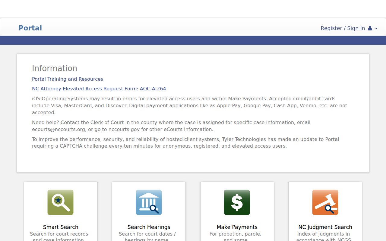 New Hanover County people search on the North Carolina court Portal