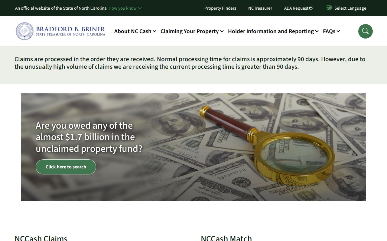 New Hanover County people search with the official NC Cash name lookup