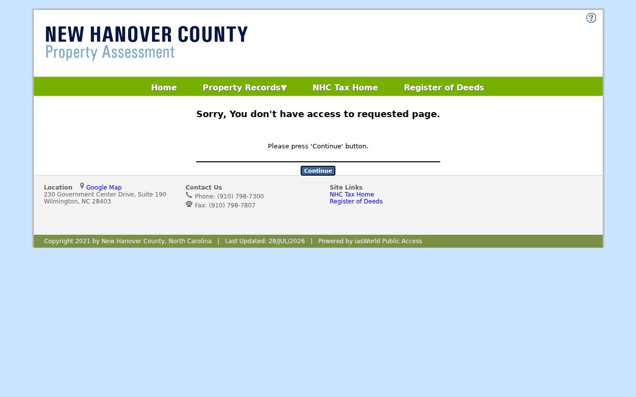 New Hanover County people search using the real property interface