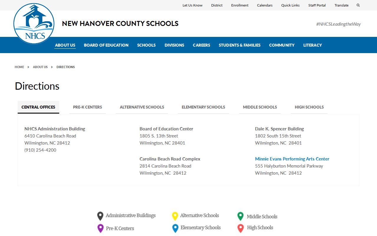 New Hanover County people directories school system directory gateway