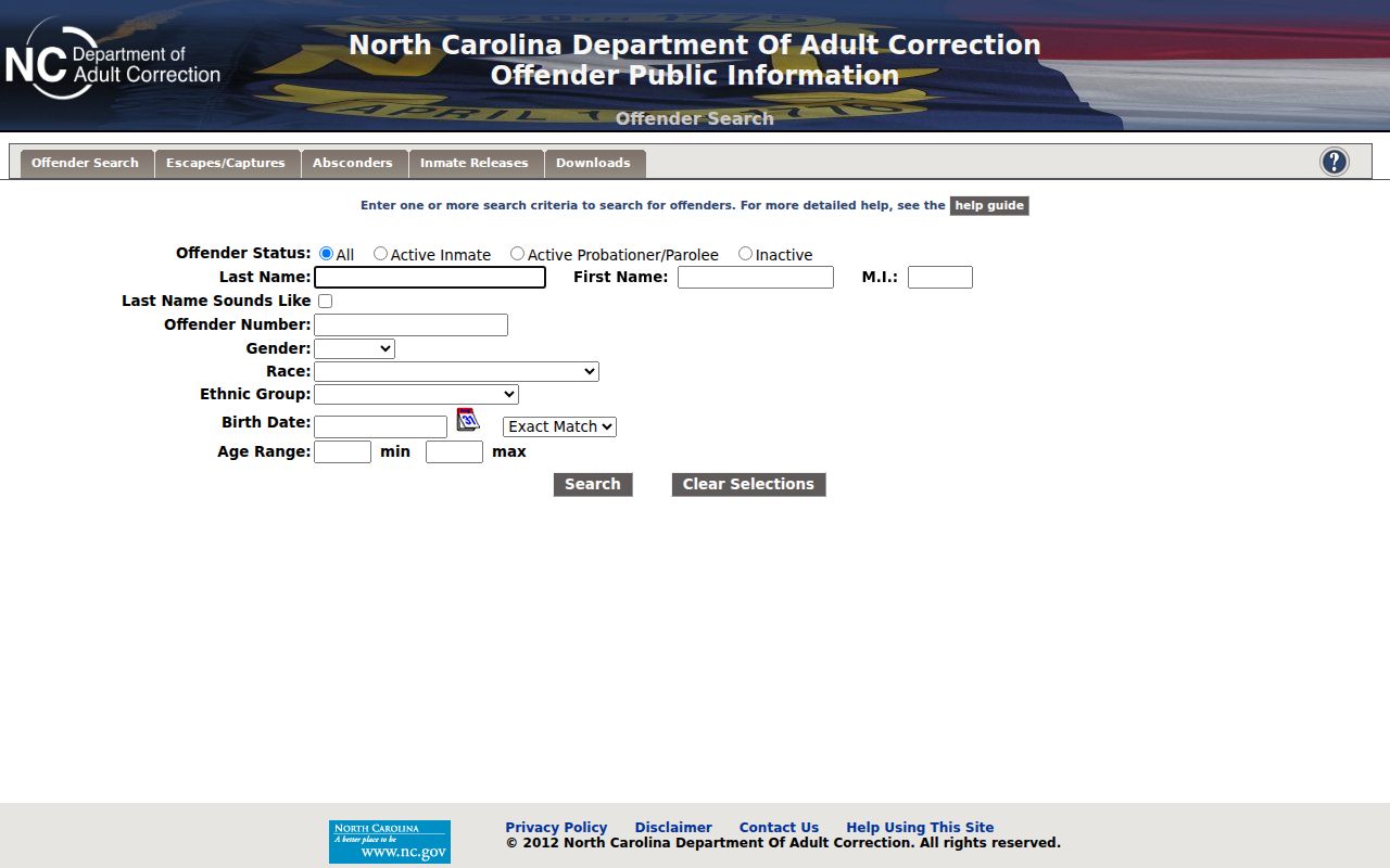 New Hanover County people directories state correctional lookup form