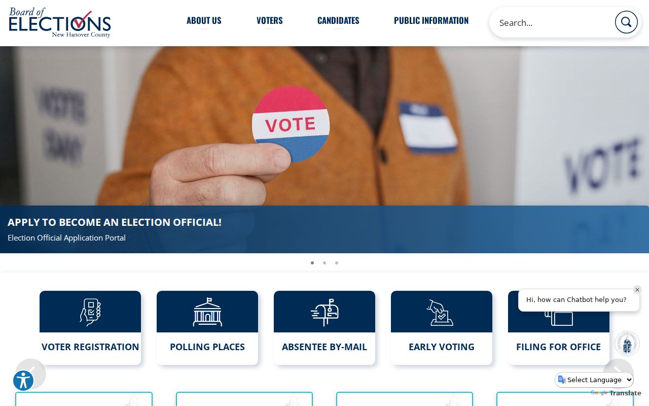 New Hanover County voter registration office and public data resources